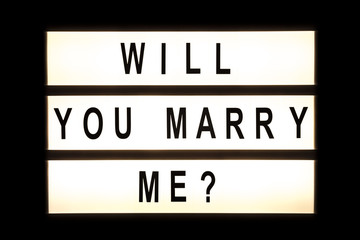 Will your marry me hanging light box