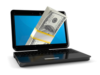 Laptop with money