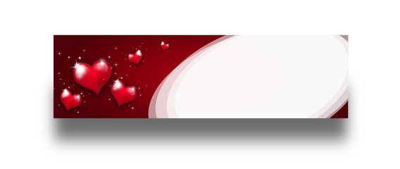 Valentine web banner with red hearts
