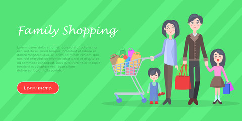Family Shopping Cartoon Flat Vector Concept