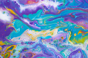 Fluid Art. Abstract colorful background, wallpaper, texture. Mixing  paints. Modern art. Marble texture