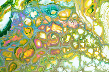 Fluid Art. Abstract colorful background, wallpaper, texture. Mixing  paints. Modern art. Marble texture
