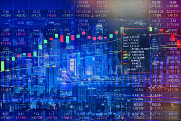 Fototapeta premium Stock market concept with cityscape background