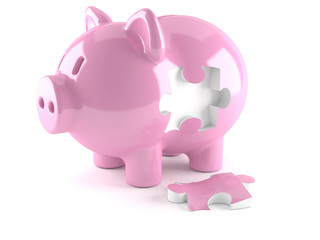 Piggy bank with jigsaw puzzle