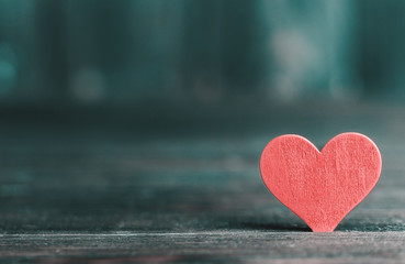 Fototapeta premium Valentine. Love. Valentine's Day postcard. Love concept for mother's day and valentine's day. Happy Valentine's day hearts on wooden background. Valentine card with space for text
