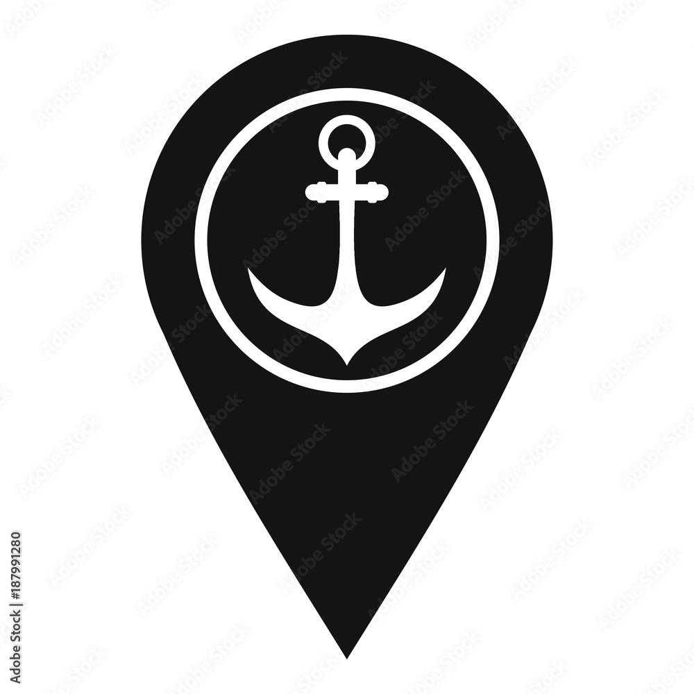 Poster map pointer with symbol anchor and sea port icon