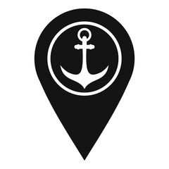 Map pointer with symbol anchor and sea port icon