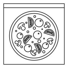 Pizza with mushrooms, olives, tomatoes icon