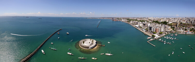 Aerial image of the fort sao marcelo, Salvador, Bahia, Brazil