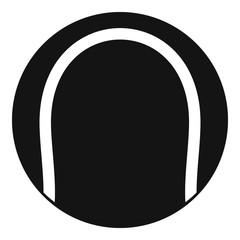 Black and white tennis ball icon, simple style