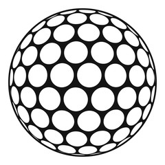 Black and white golf ball icon, simple style