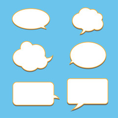 Vector set of stickers of speech bubbles. Blank empty white speech bubbles