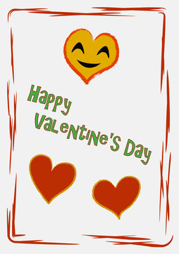 Valentinskarte mit lachendem Herz in frischen Farben. Vektor Illustration