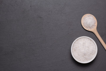 spoon and bowl with sea salt