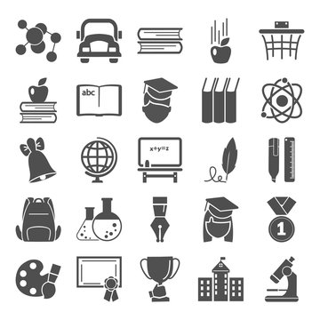 School and Education simple icons set for web and mobile design