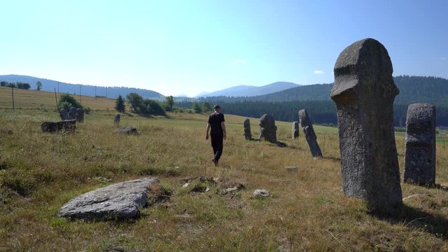Necropolis tombstones Maculje Novi Travnik, Bosnia and Herzegovina - (4K)
