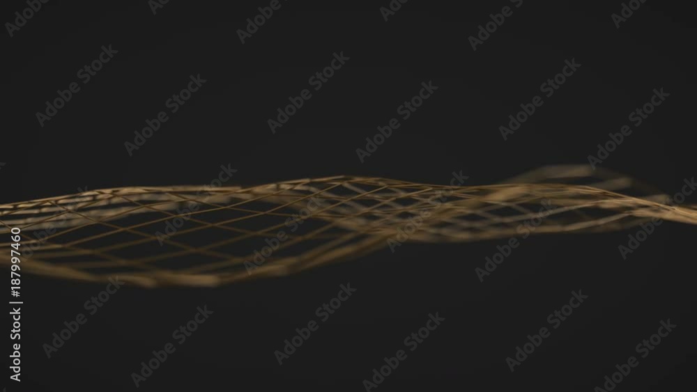 Poster abstract 3d rendering of seamless loop smooth surface animation with ripples. lines with waves. mode