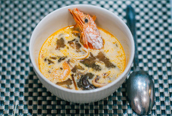 Asian soup in a white plate