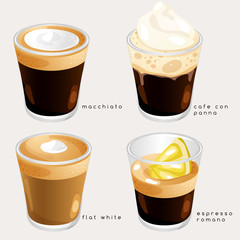 Set of Coffee Types : Vector Illustration - 187998424