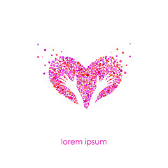 Bright heart and hand. Bubbles design, Holidays, Valentine's Day.