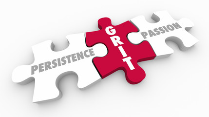 Grit Persistence Passion Puzzle Pieces 3d Illustration
