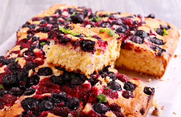 Blueberry and raspberry cake