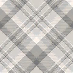 Plaid check pattern in beige and grey. Seamless fabric texture for digital textile printing. 