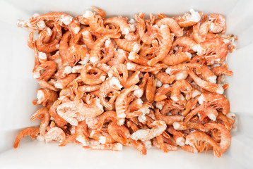 frozen royal prawns top view