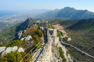 Saint Hilarion Castle on a mountain, Kyrenia Girne district, Cyprus