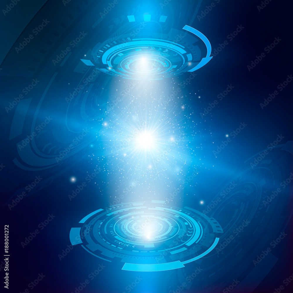 Poster futuristic hologram concept. hologram of star system with particles. abstract digital and technologi