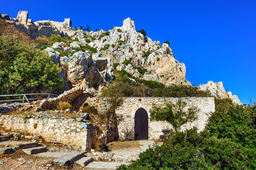 Saint Hilarion Castle on a mountain, Kyrenia Girne district, Cyprus