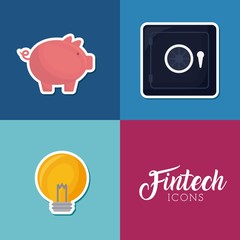 set of fintech icons
