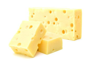 piece of cheese isolated on a white background