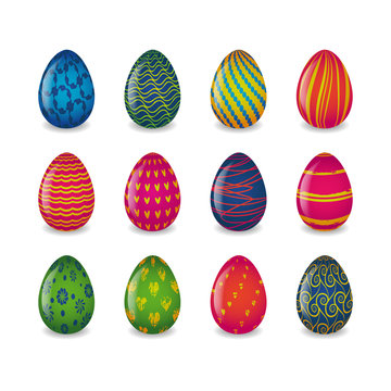 colorful easter eggs with patterns