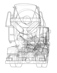 Truck mixer sketch. Vector