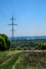 Obraz premium High voltage power line against sky