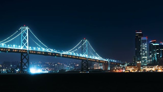 San Francisco Bay Bridge Night Skyline