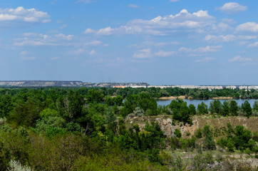 Obraz premium View on a city Komsomolsk and river Dnieper