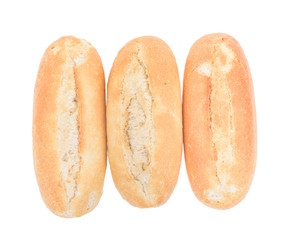 Bread buns isolated on white background. Top view.