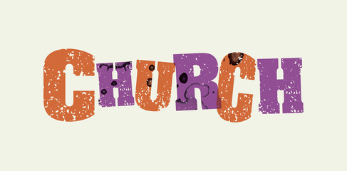 Church Concept Stamped Word Art Illustration