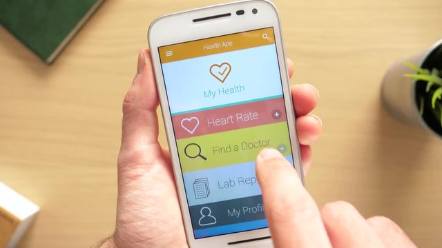 Lab tests being displayed on a smartphone medical app.