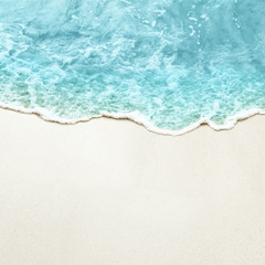 Naklejka na ściany i meble Seashore with white sandy beach