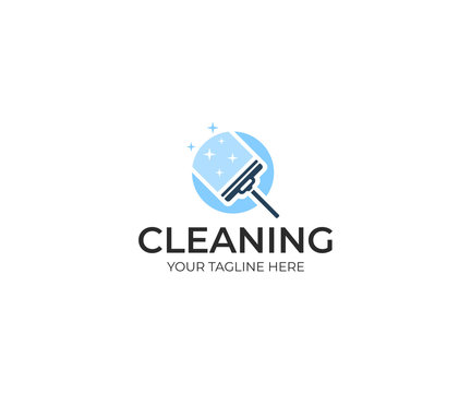 Window squeegee logo template. Window wiper vector design. Cleaning illustration