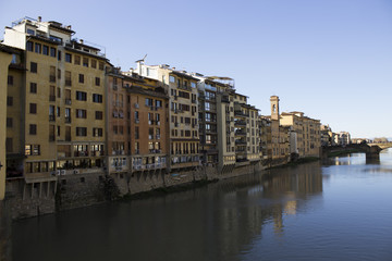 Fototapeta na wymiar Florence seen from the old bridge