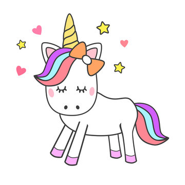 Magic cute unicorn with stars