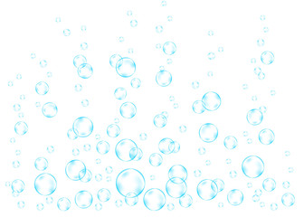 Fototapeta na wymiar Blue underwater air bubbles vector texture.