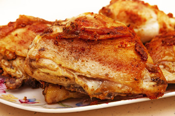 fatty fried chicken on plate