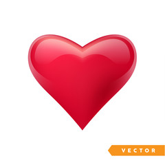 Realistic red valentine heart. Vector illustration