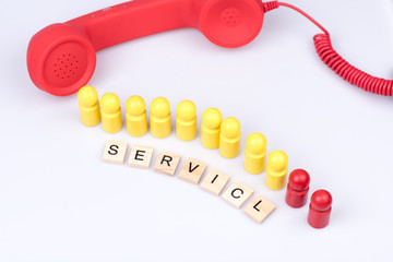 Service Hotline mit Warteschlange von Kunden