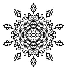 Snowflake Mandala. Vintage decorative elements. Oriental pattern, vector illustration. Coloring book page. Islam, Arabic, Indian, moroccan spain turkish mystic ottoman motifs